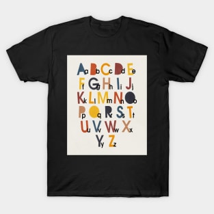 Alphabet, Abstract, Mid century modern kids wall art, Nursery room T-Shirt